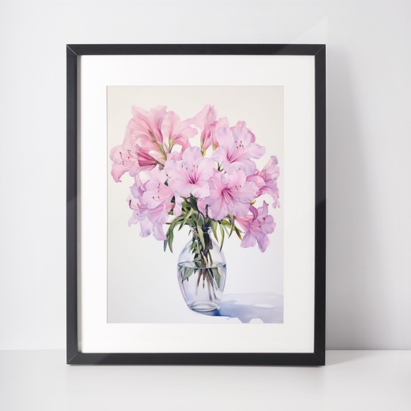 Watercolor Azalea Wall Art Illustration Print Poster Unframed - Picture 3 of 5